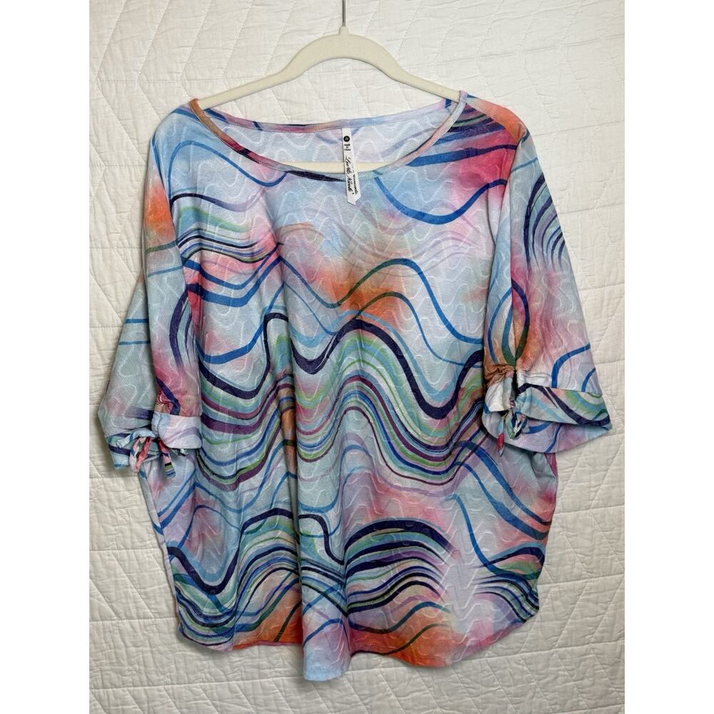 Leo And Nicole Women's Blouse Size 2X White Scoop Neck blousy short sleeve